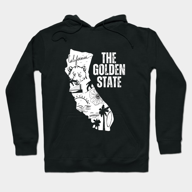 California The Golden State Grizzly Bear San Francisco Hollywood Hoodie by jackofdreams22